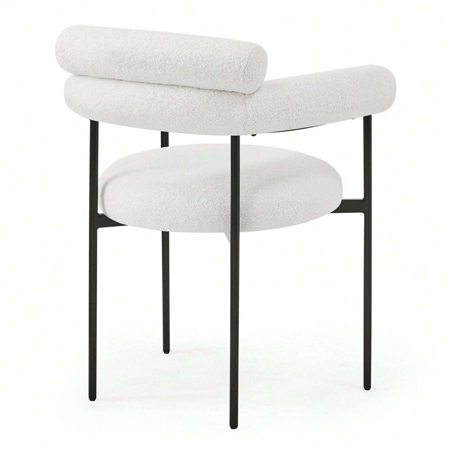 Set Of 2 Black Upholstered Armchair Dining Chairs With Sturdy Metal Legs