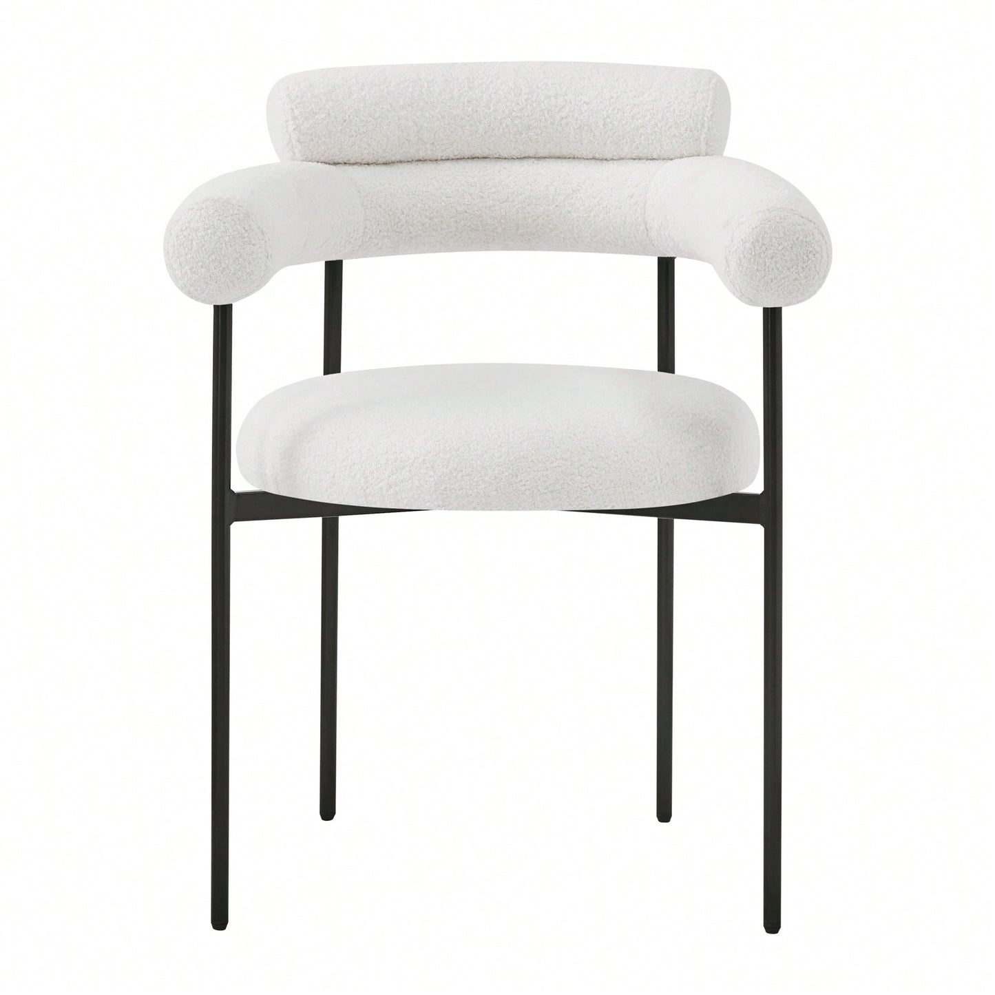 Set Of 2 Black Upholstered Armchair Dining Chairs With Sturdy Metal Legs