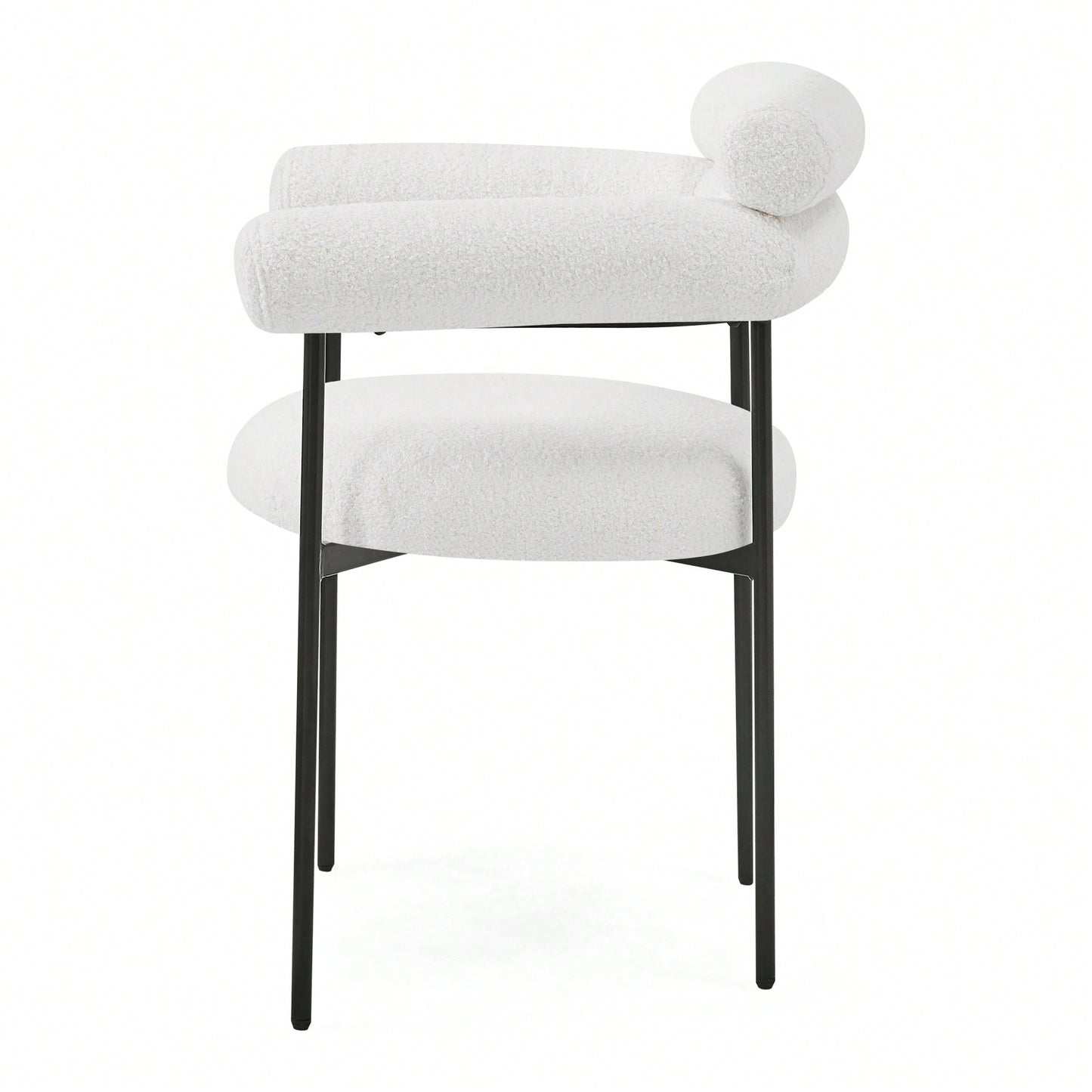 Set Of 2 Black Upholstered Armchair Dining Chairs With Sturdy Metal Legs