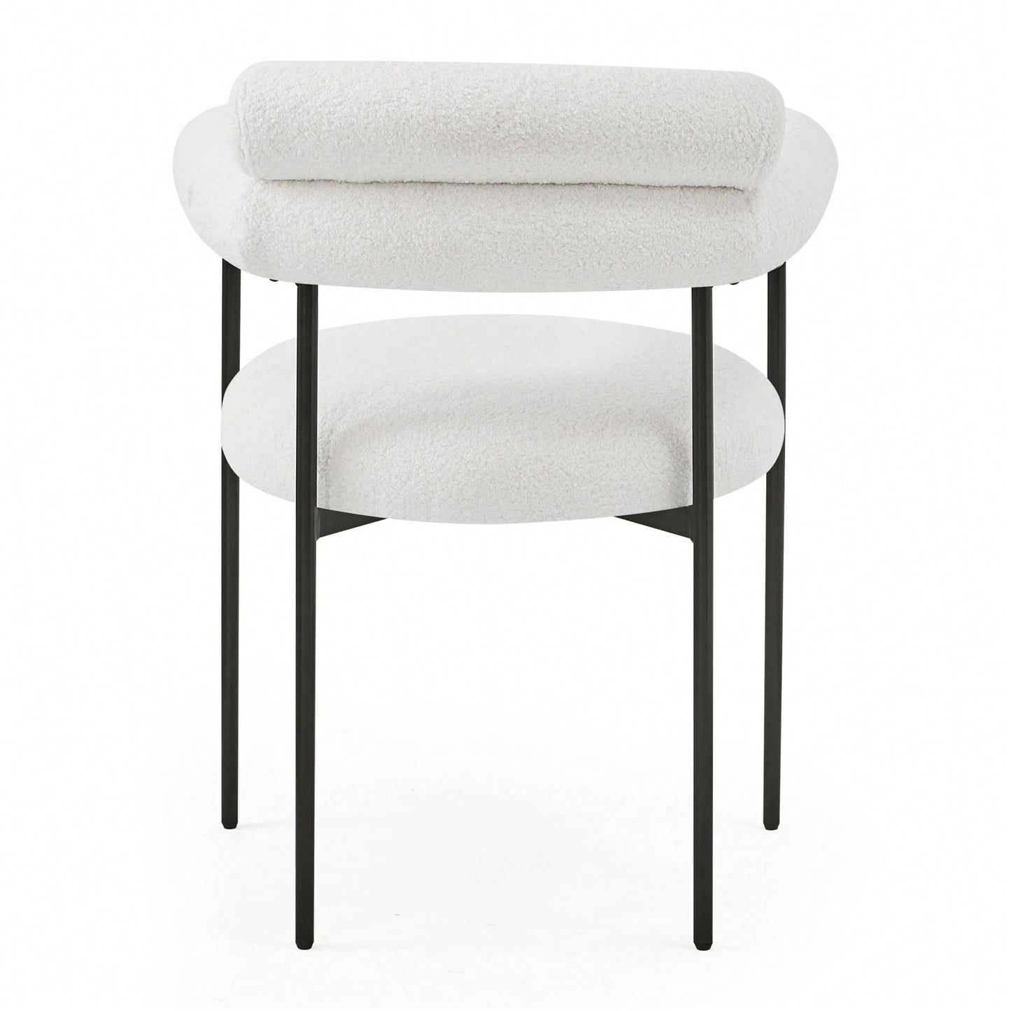 Set Of 2 Black Upholstered Armchair Dining Chairs With Sturdy Metal Legs