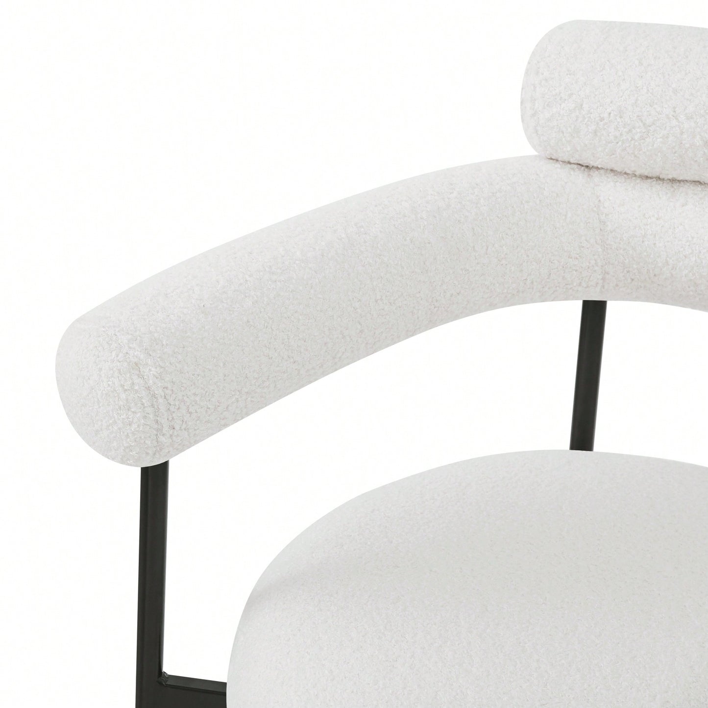 Set Of 2 Black Upholstered Armchair Dining Chairs With Sturdy Metal Legs