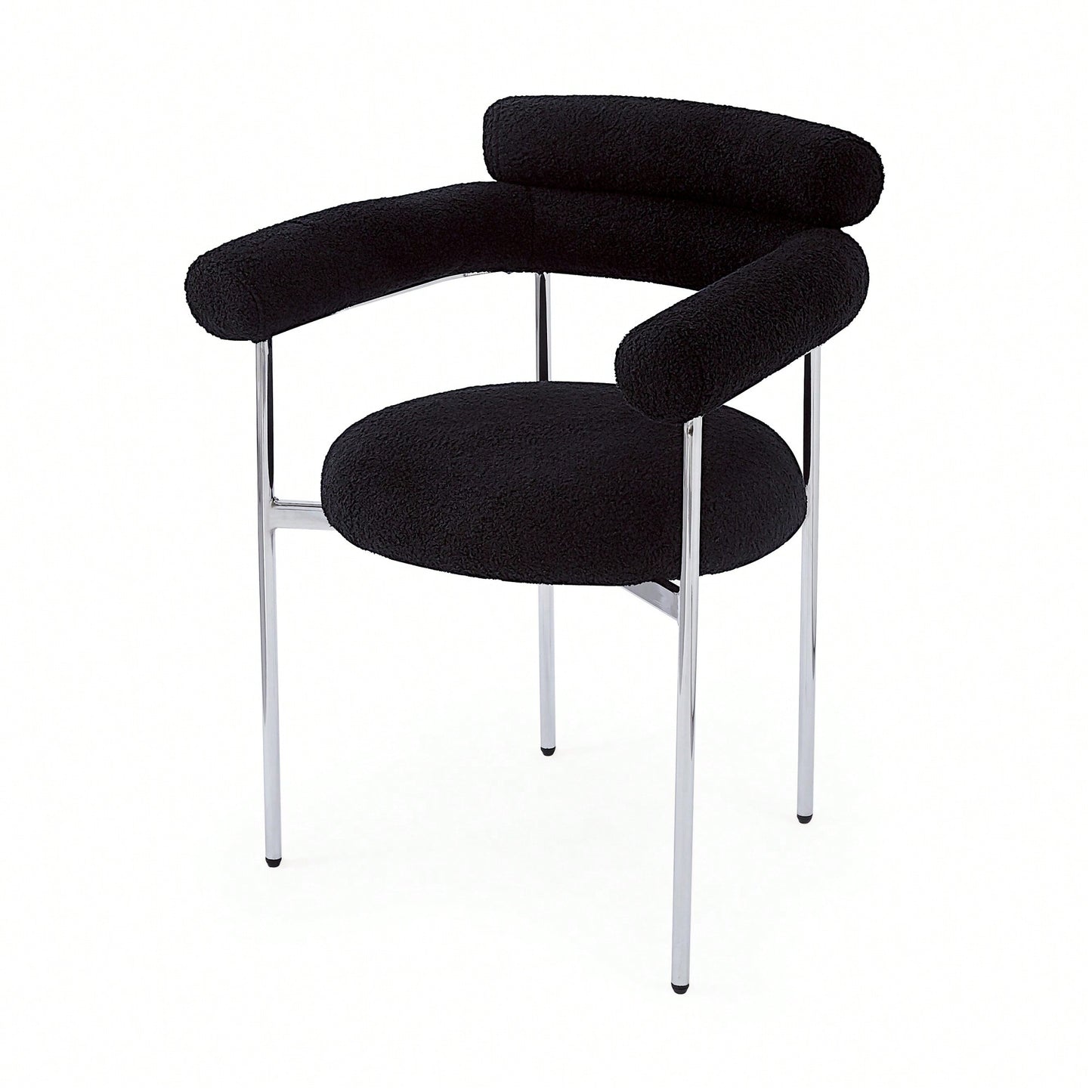 Set Of 2 Black Upholstered Armchair Dining Chairs With Sturdy Metal Legs
