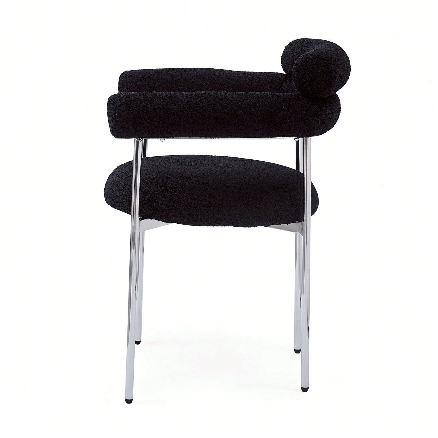 Set Of 2 Black Upholstered Armchair Dining Chairs With Sturdy Metal Legs