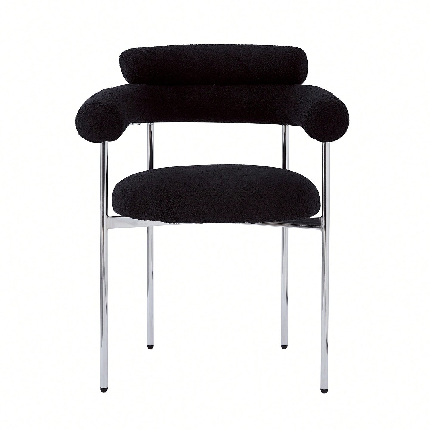 Set Of 2 Black Upholstered Armchair Dining Chairs With Sturdy Metal Legs