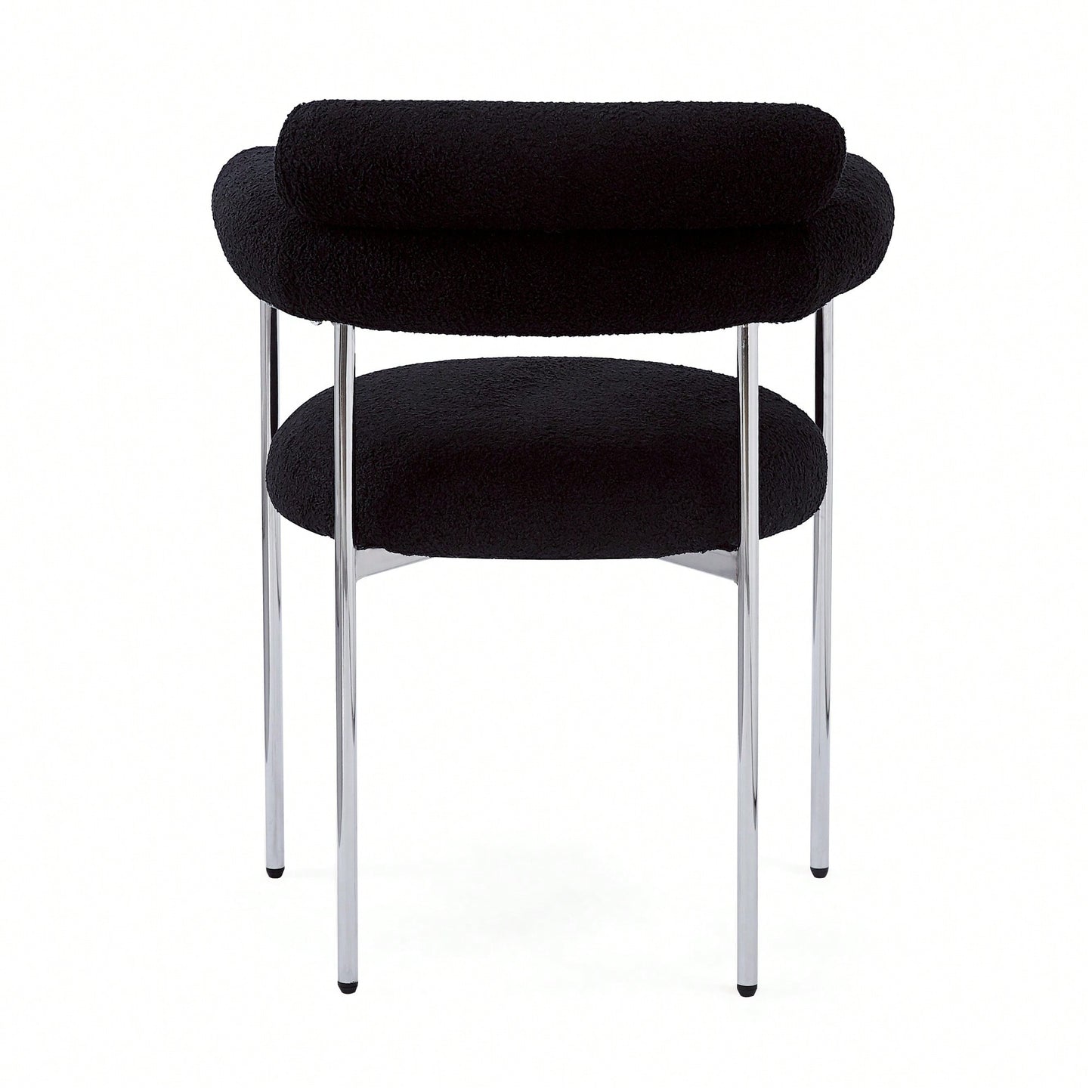 Set Of 2 Black Upholstered Armchair Dining Chairs With Sturdy Metal Legs