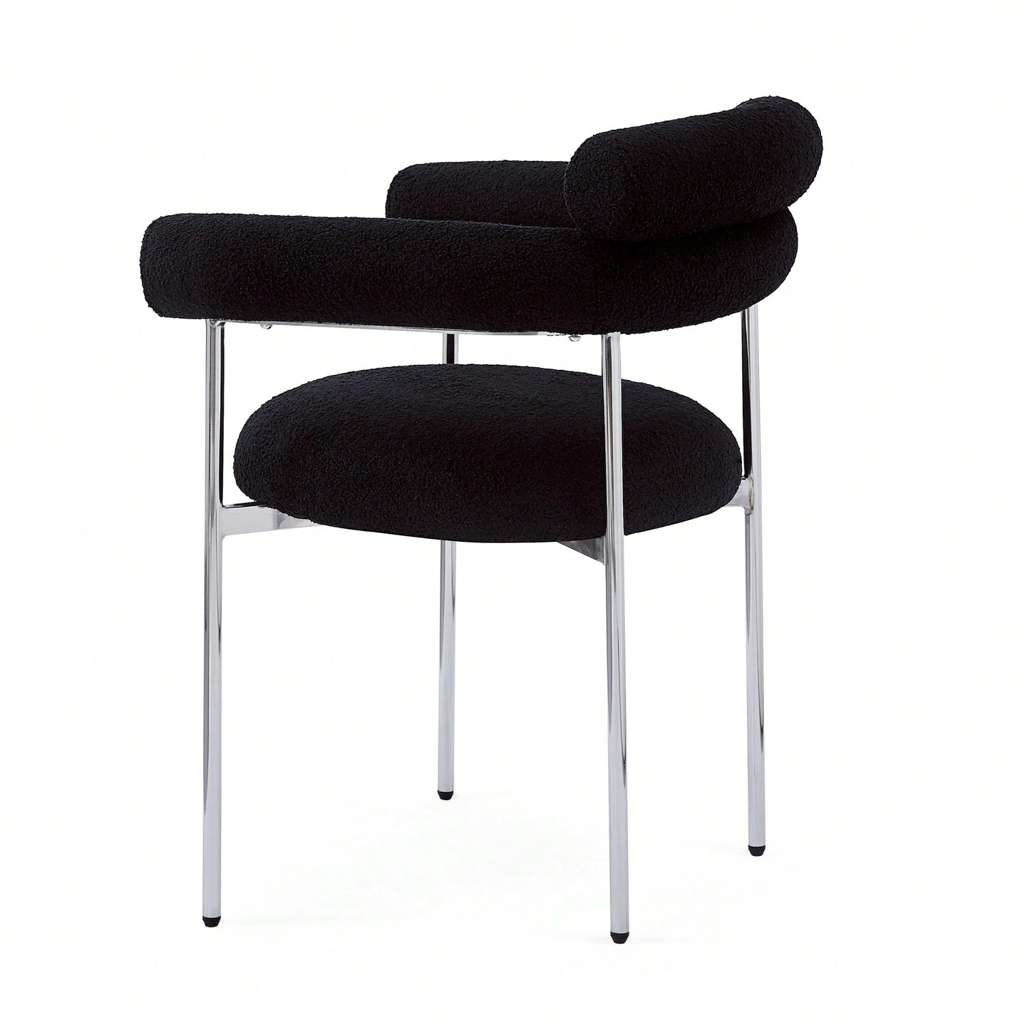 Set Of 2 Black Upholstered Armchair Dining Chairs With Sturdy Metal Legs