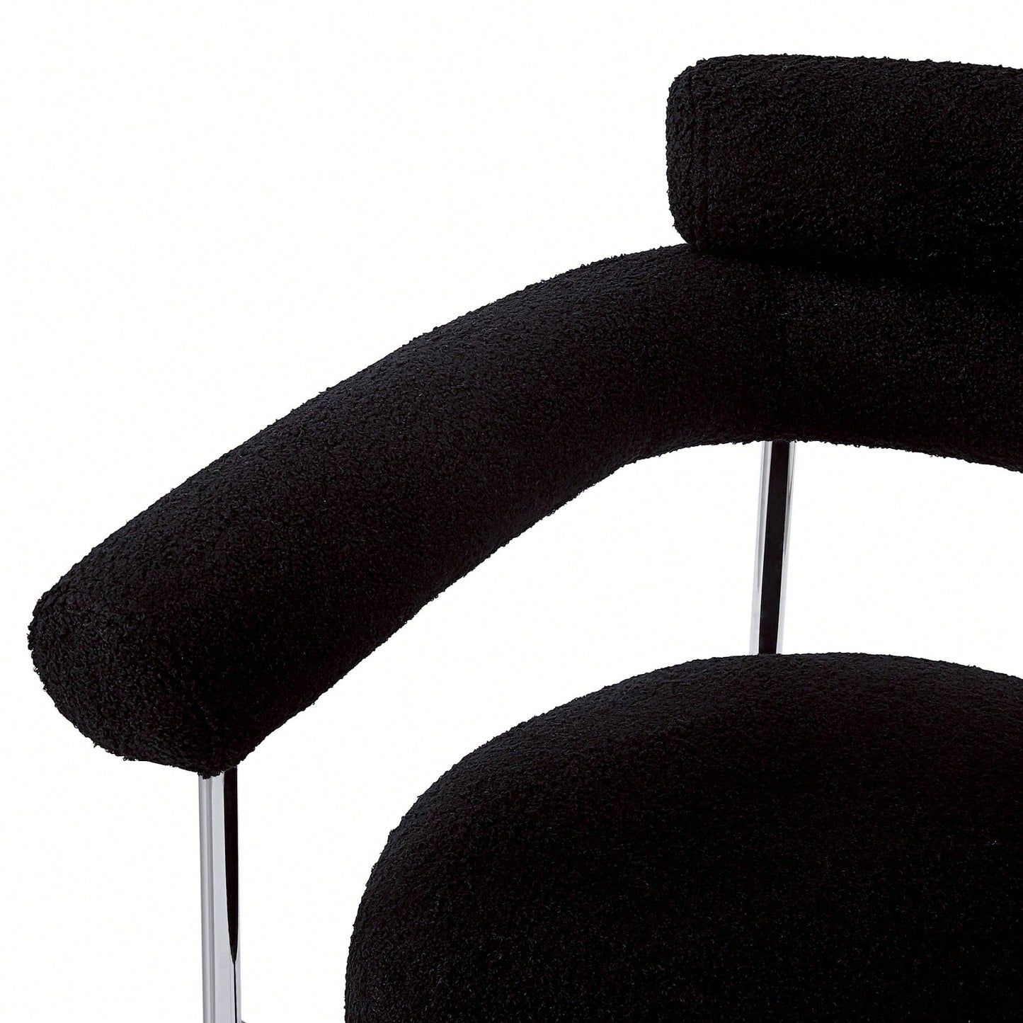 Set Of 2 Black Upholstered Armchair Dining Chairs With Sturdy Metal Legs