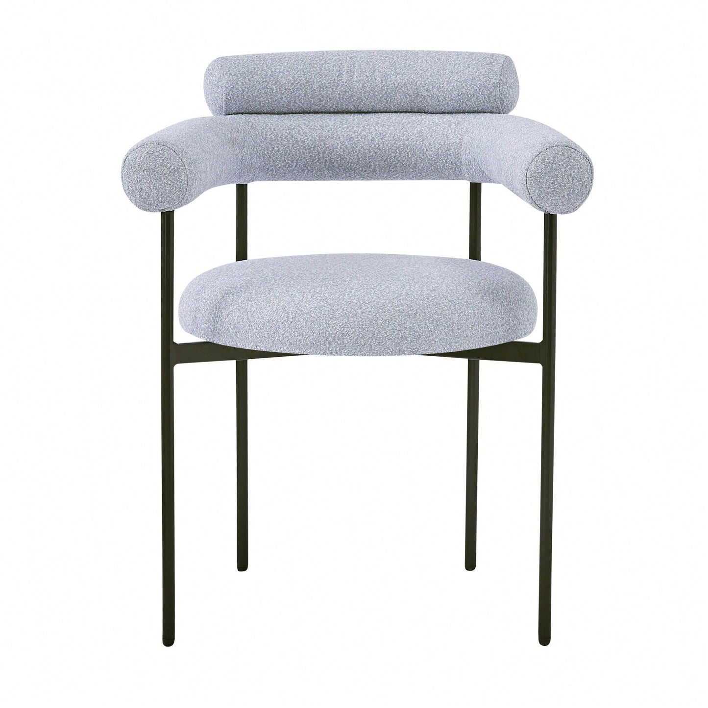 Set Of 2 Black Upholstered Armchair Dining Chairs With Sturdy Metal Legs