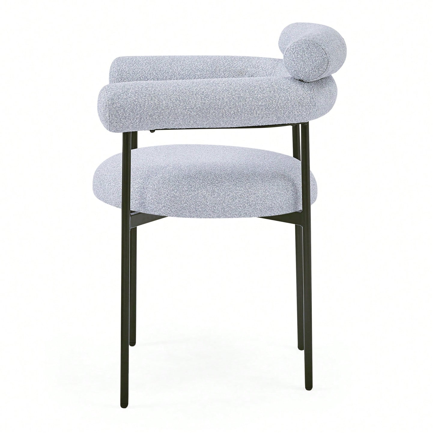 Set Of 2 Black Upholstered Armchair Dining Chairs With Sturdy Metal Legs