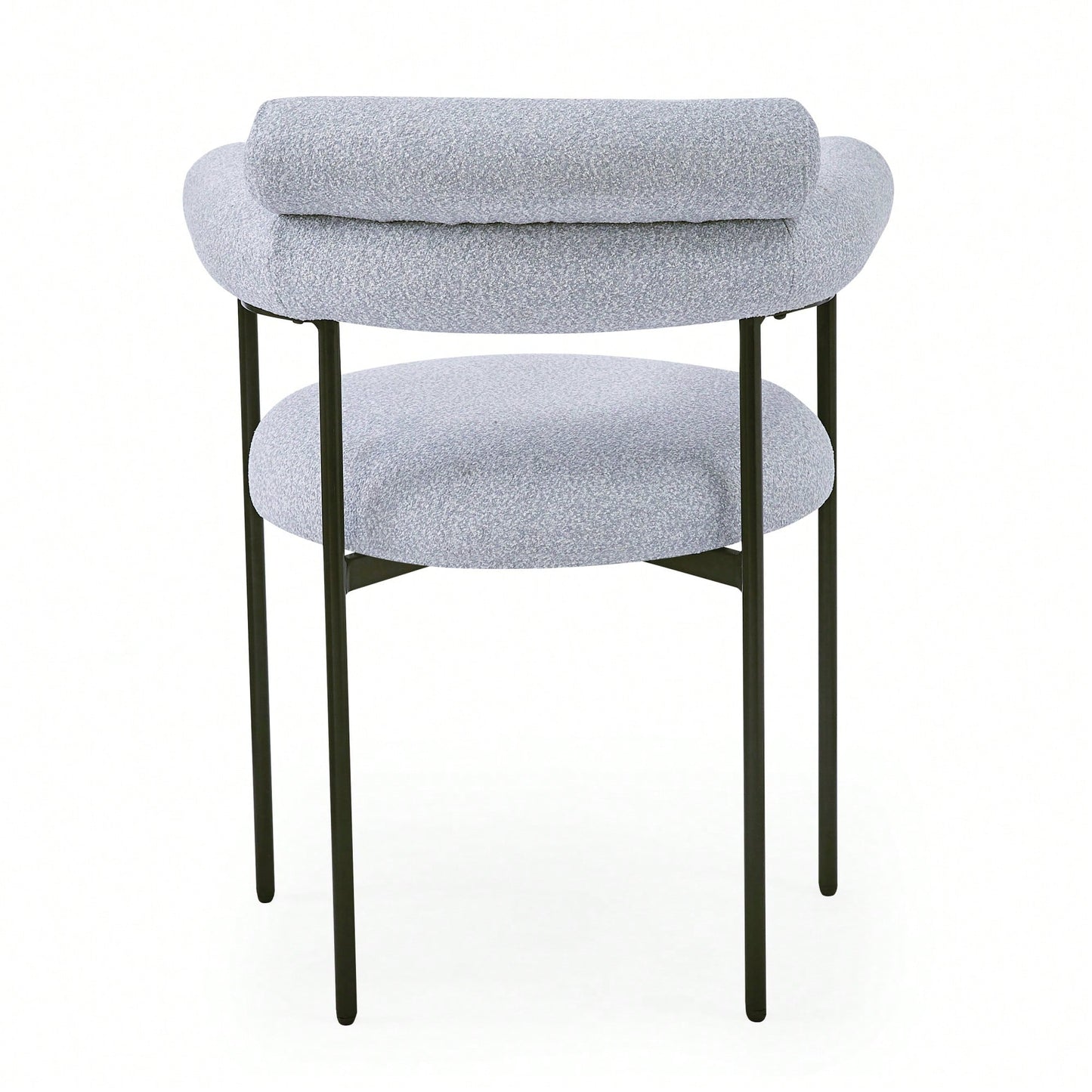 Set Of 2 Black Upholstered Armchair Dining Chairs With Sturdy Metal Legs