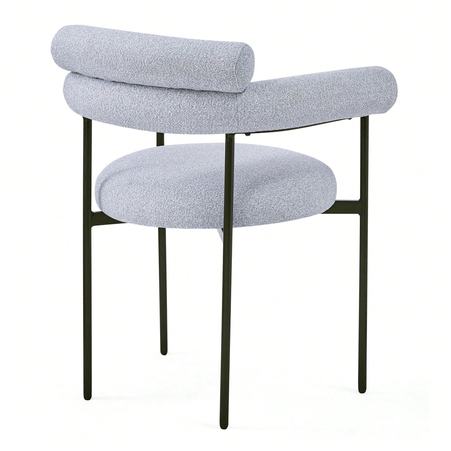 Set Of 2 Black Upholstered Armchair Dining Chairs With Sturdy Metal Legs