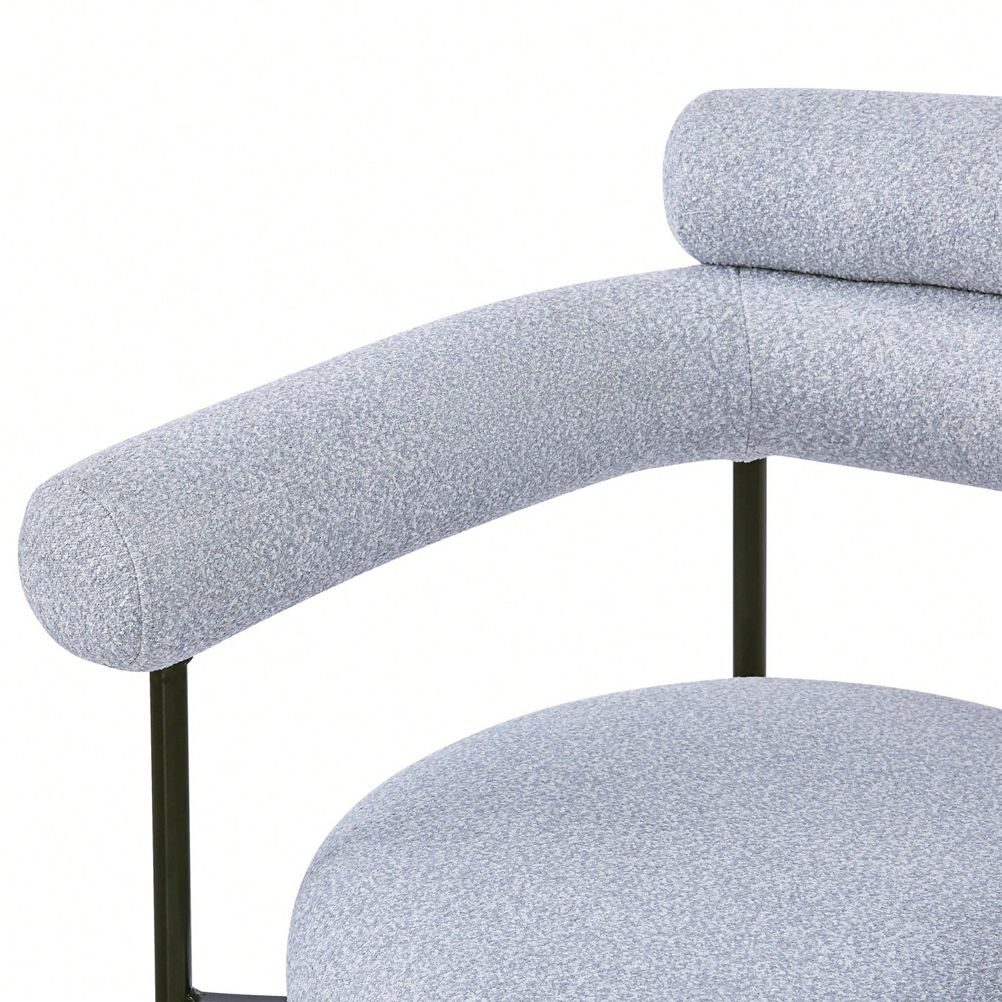 Set Of 2 Black Upholstered Armchair Dining Chairs With Sturdy Metal Legs