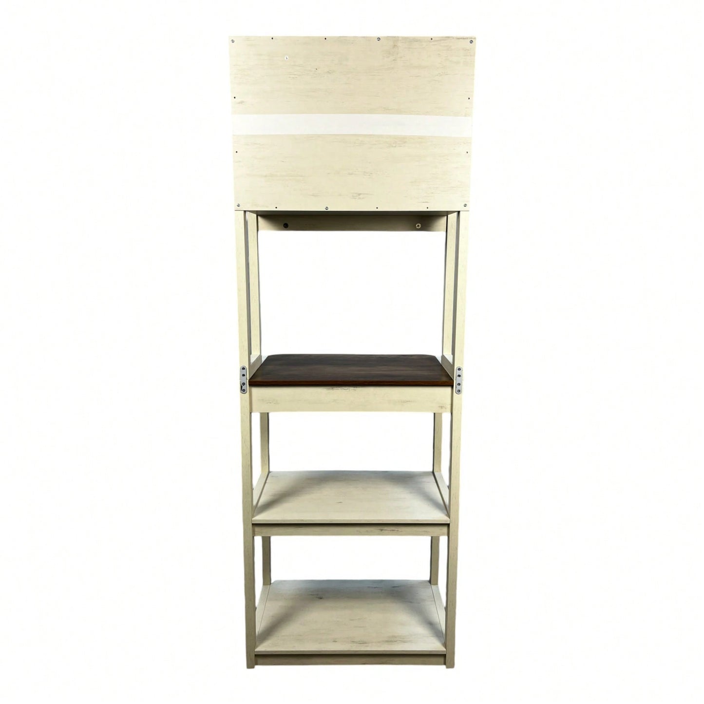 5-Tier White And Rustic Brown Kitchen Bakers Rack With Storage Shelves Coffee Bar And Microwave Stand