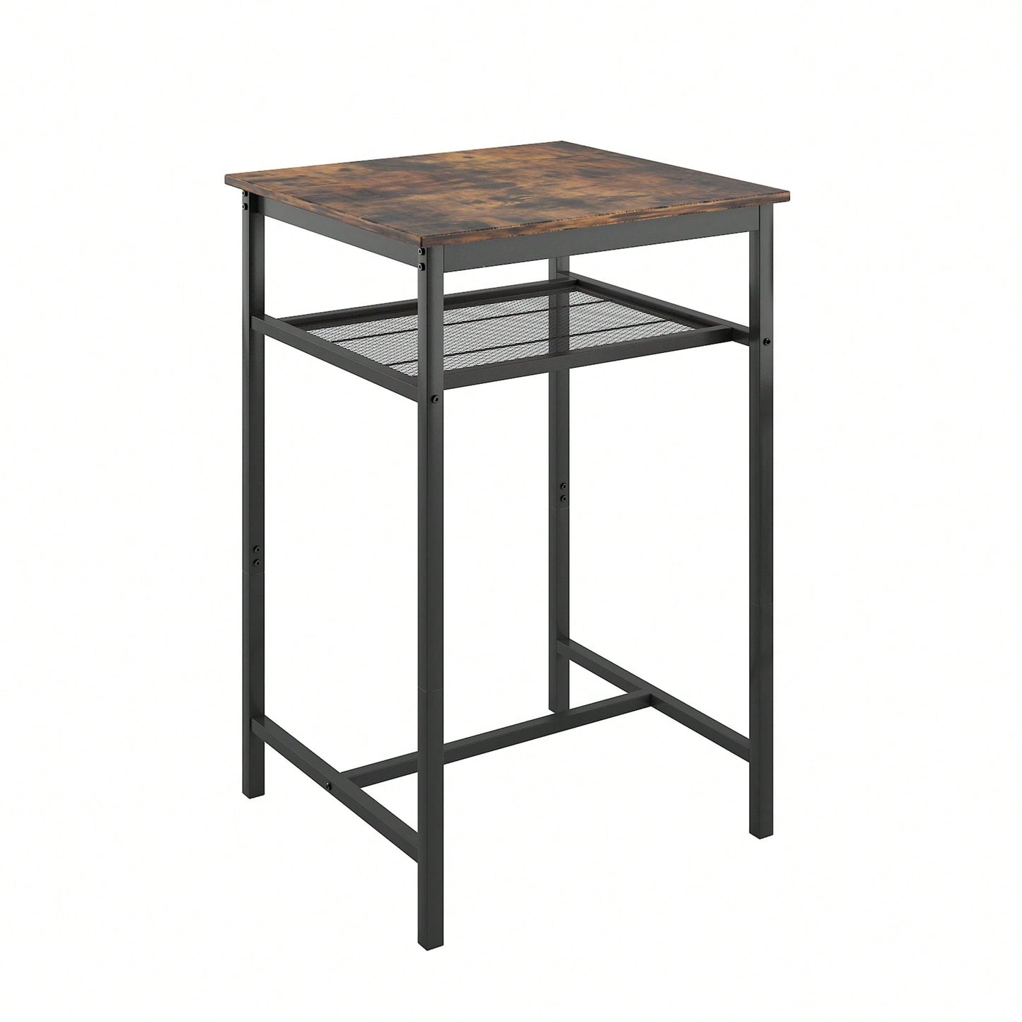 Bar Table Set With 2 Backrest Bar Stools And Partition For Home Or Kitchen Rustic Brown
