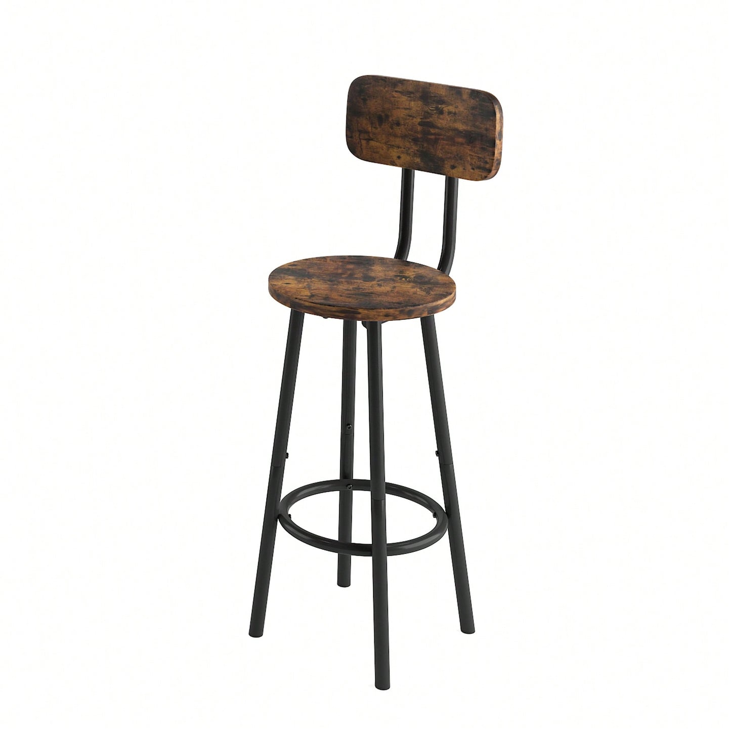 Bar Table Set With 2 Backrest Bar Stools And Partition For Home Or Kitchen Rustic Brown