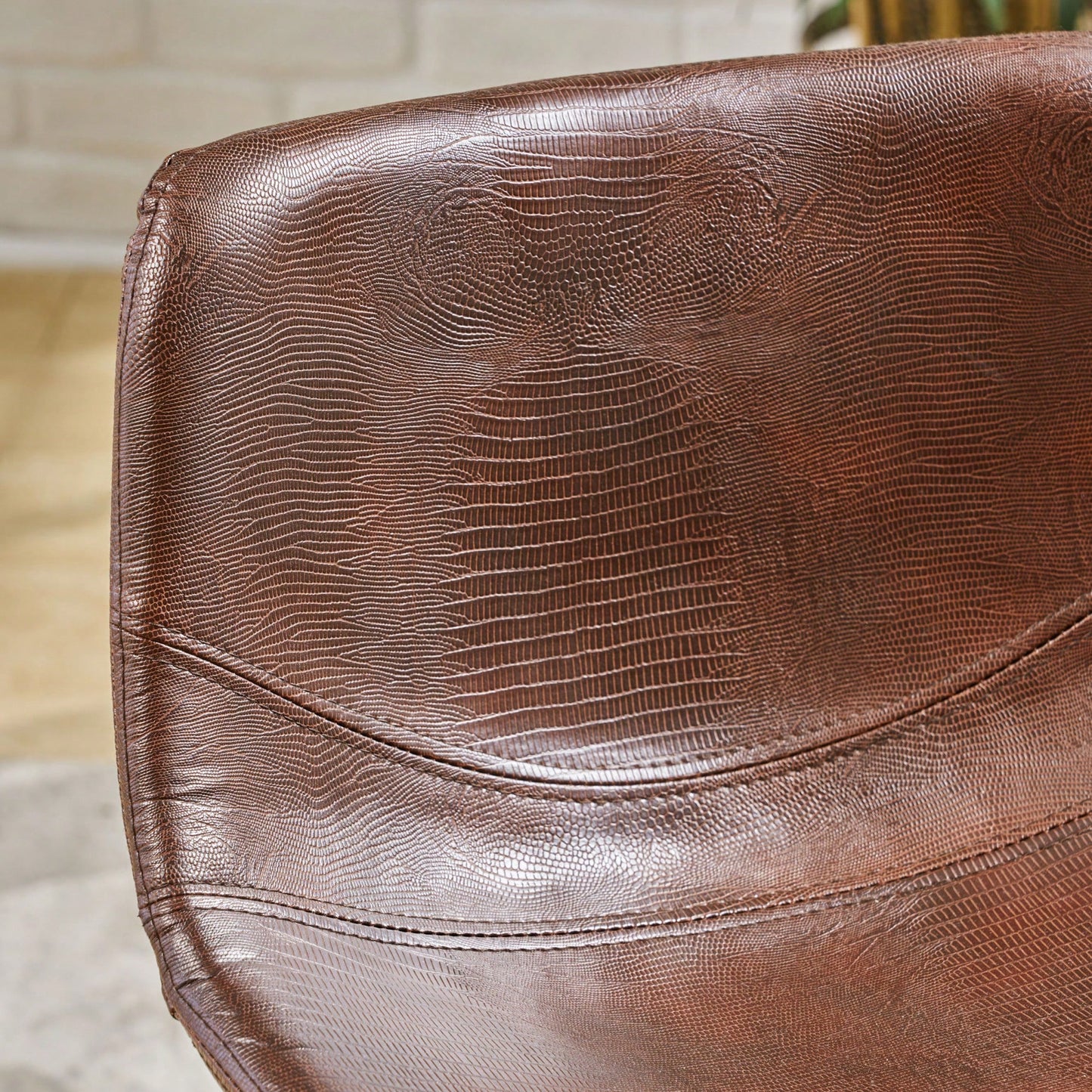Set Of 2 Brown Faux Leather 30 Inch Barstools For Kitchen Or Home Bar