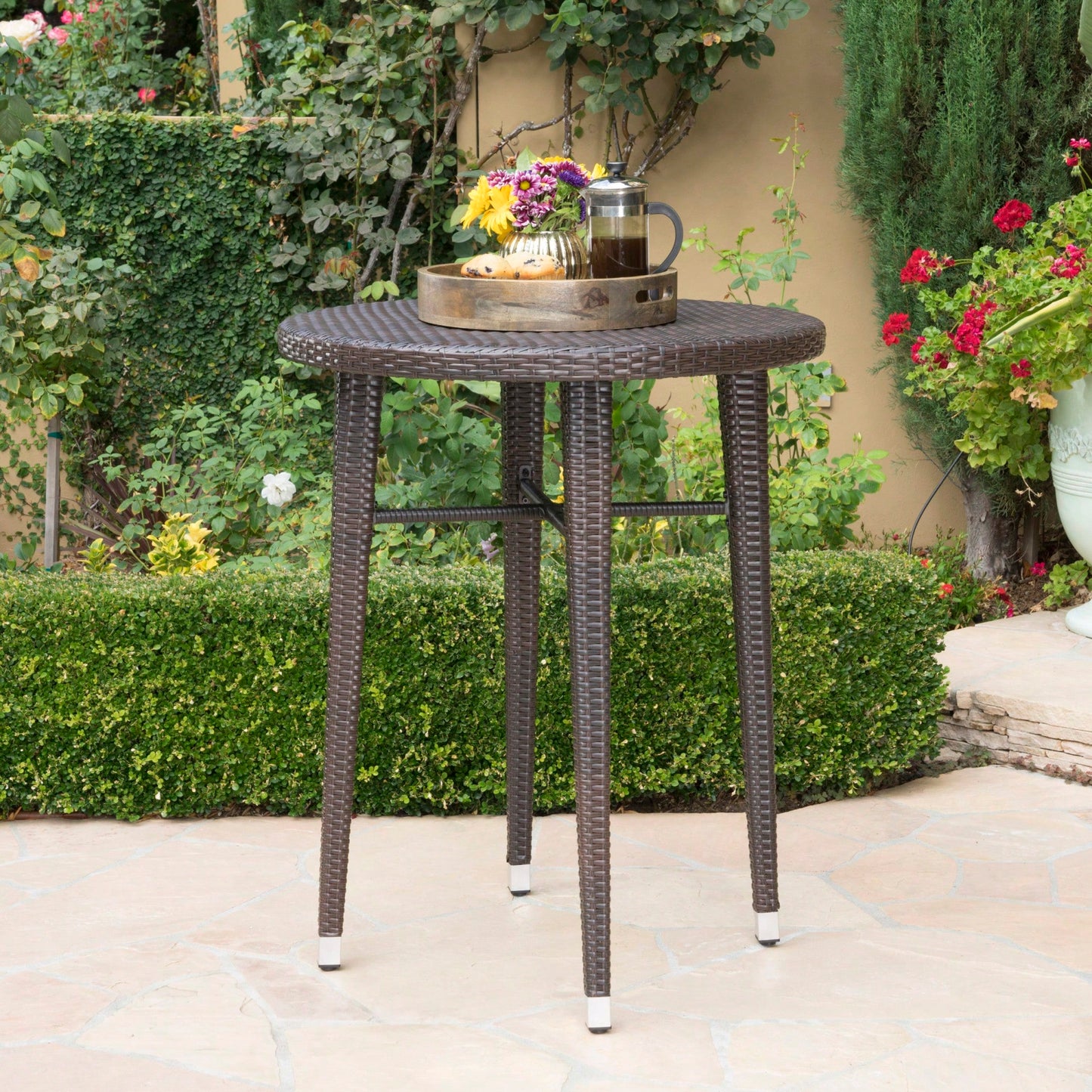 Elegant Round Rattan Bar Table For Stylish Indoor And Outdoor Spaces