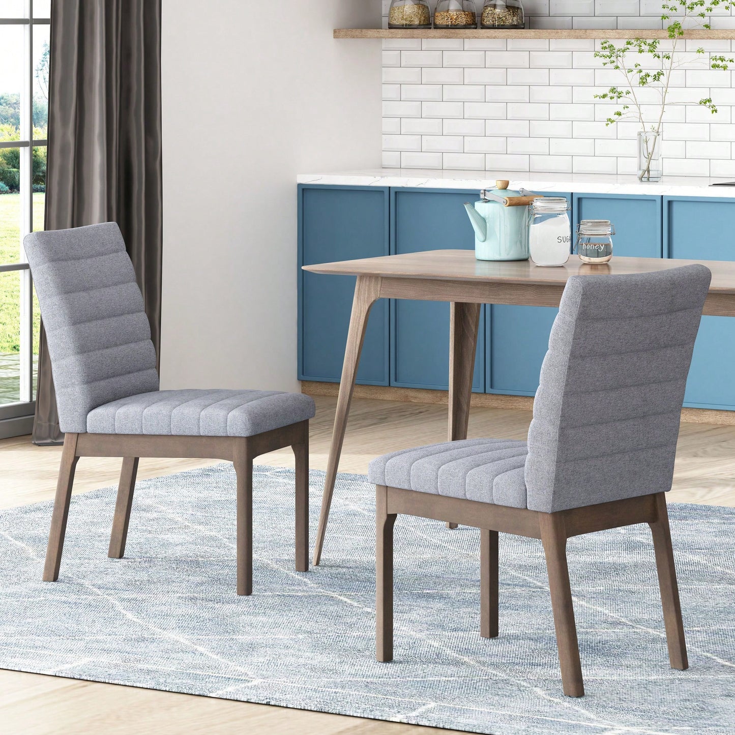 Set Of 2 Modern Upholstered Dining Chairs With Stylish Design And Comfortable Seating
