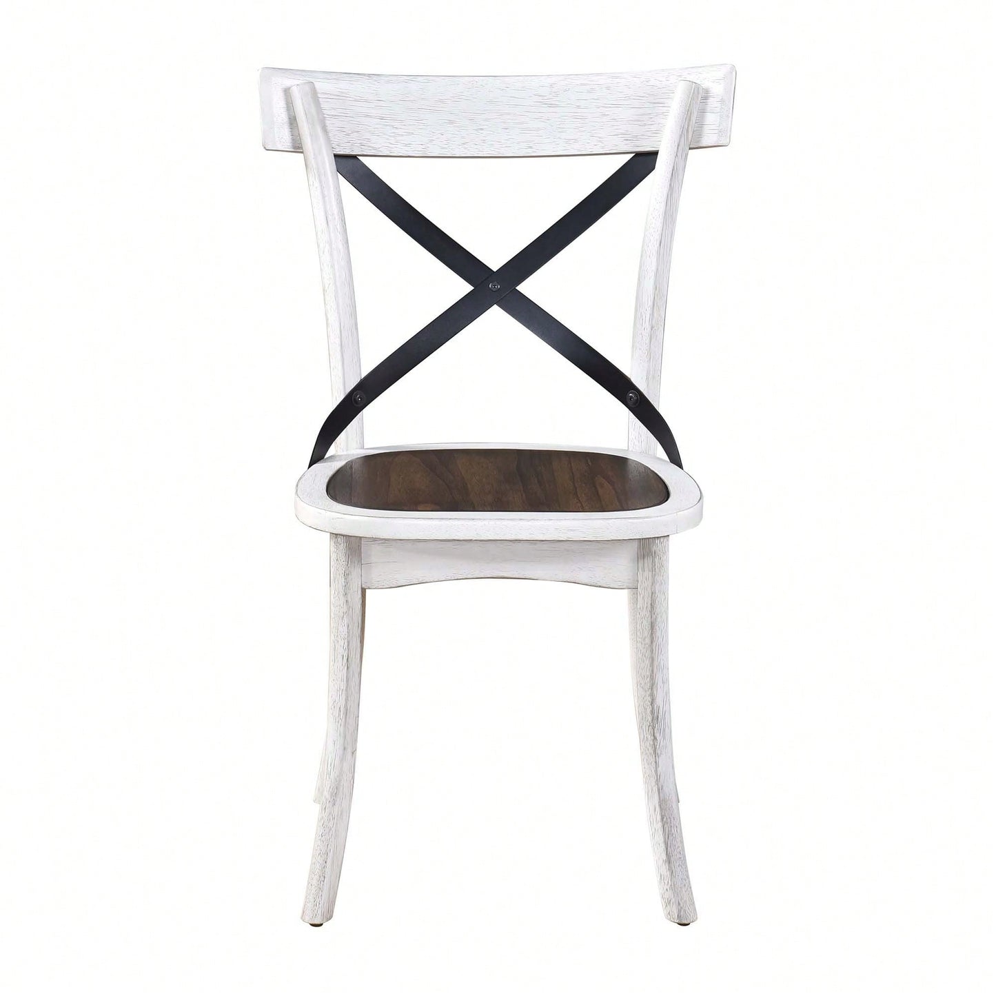 Rustic Modern Farmhouse Dining Side Chair Set With Retro Metal X Design