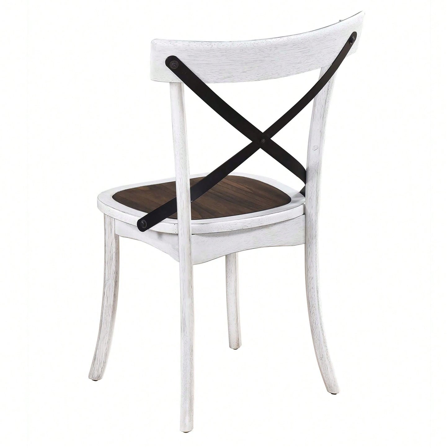 Rustic Modern Farmhouse Dining Side Chair Set With Retro Metal X Design