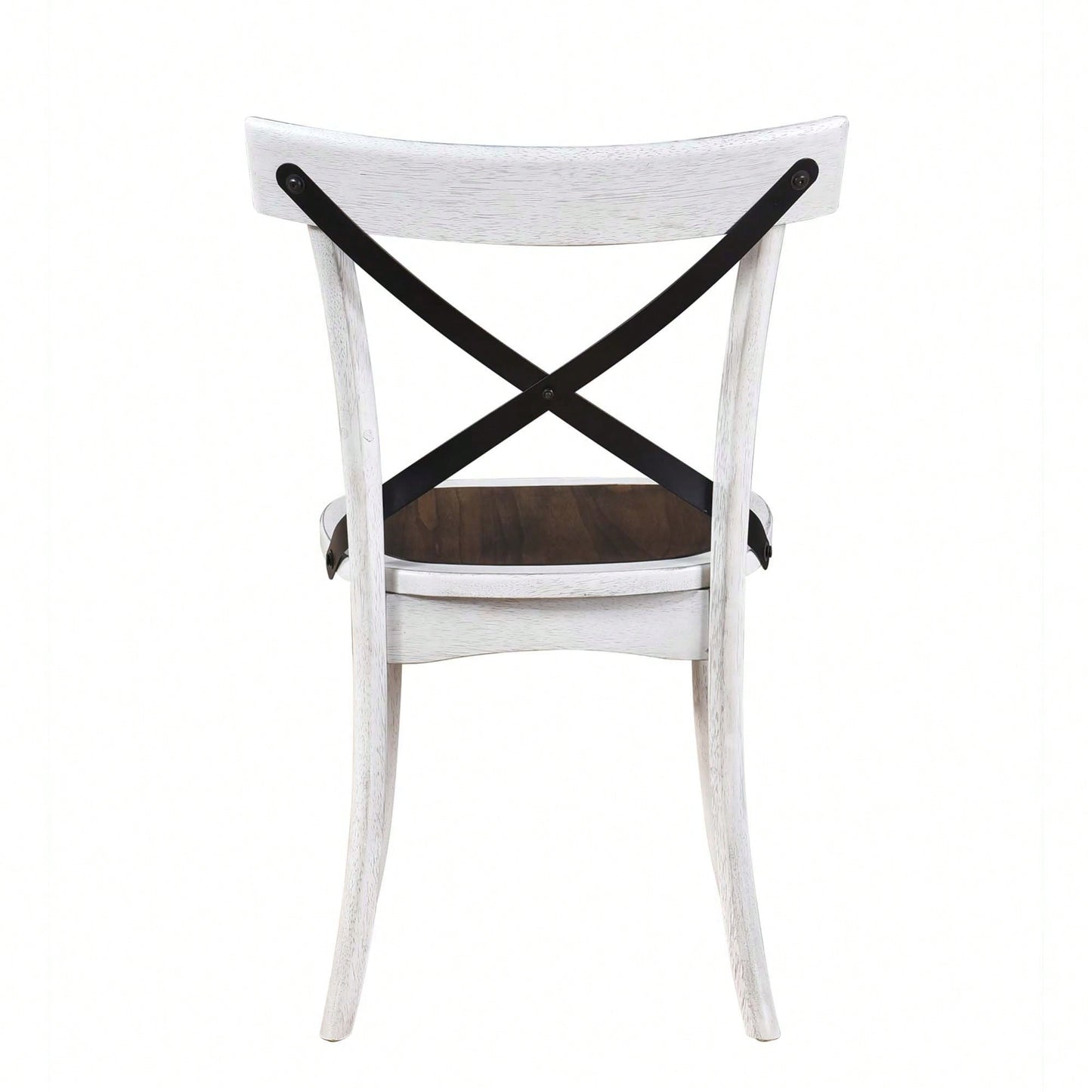 Rustic Modern Farmhouse Dining Side Chair Set With Retro Metal X Design