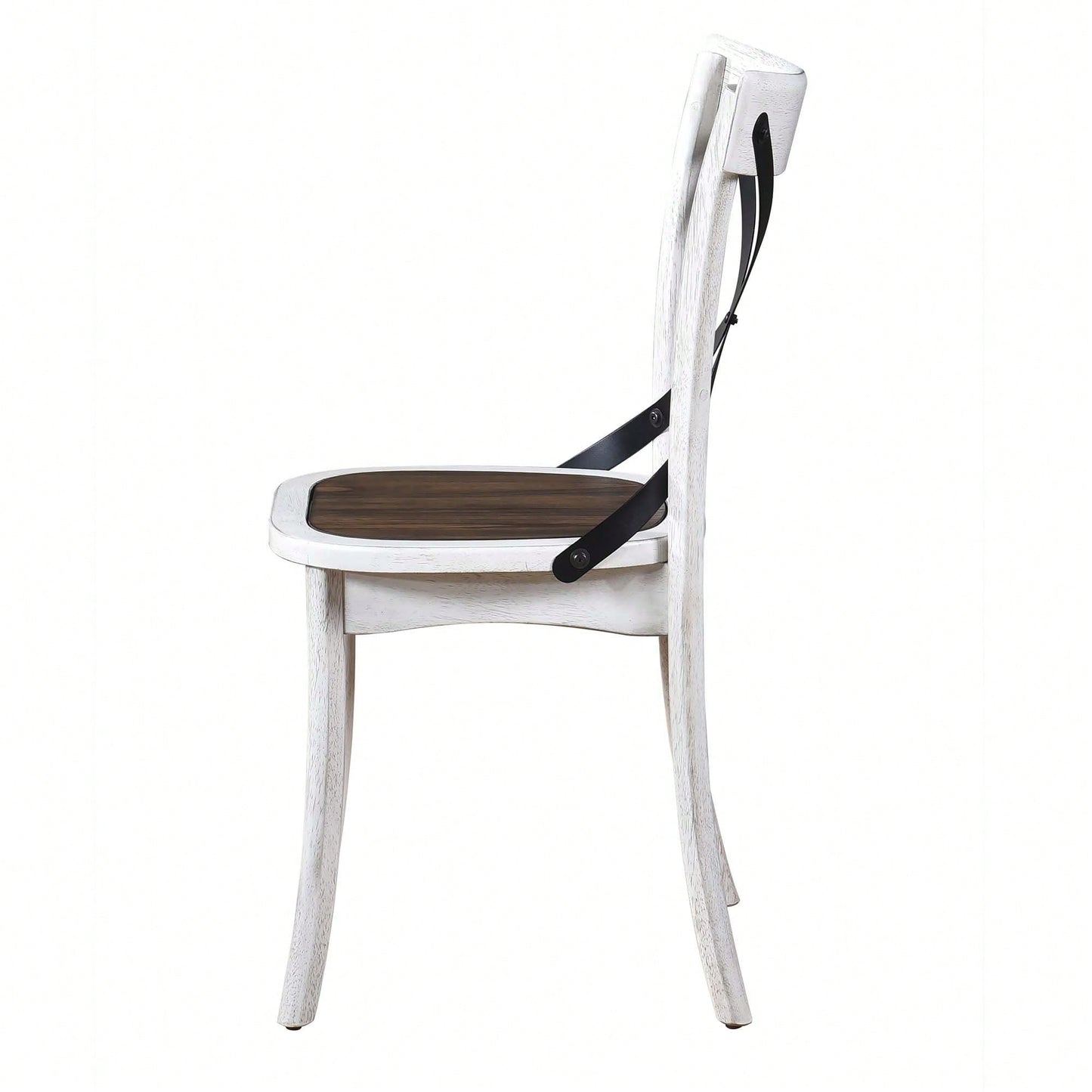 Rustic Modern Farmhouse Dining Side Chair Set With Retro Metal X Design