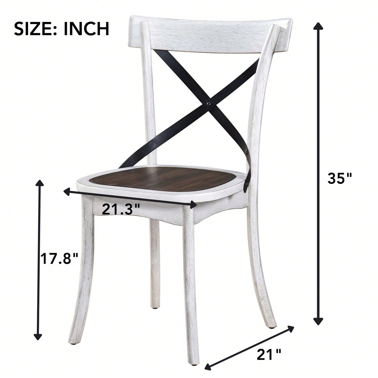 Rustic Modern Farmhouse Dining Side Chair Set With Retro Metal X Design