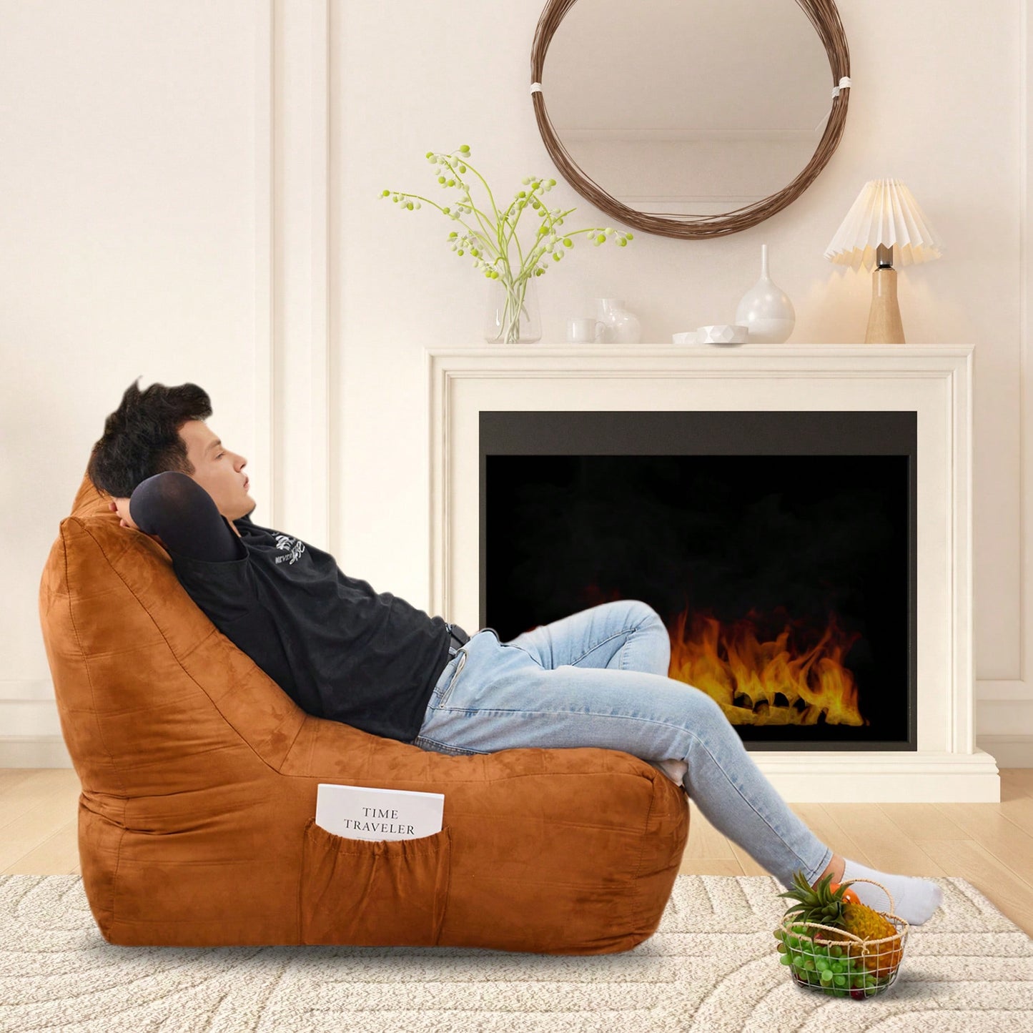 Cozy Inflatable Bean Bag Chair With High-Density Memory Foam For Living Rooms, Bedrooms, And Workspaces