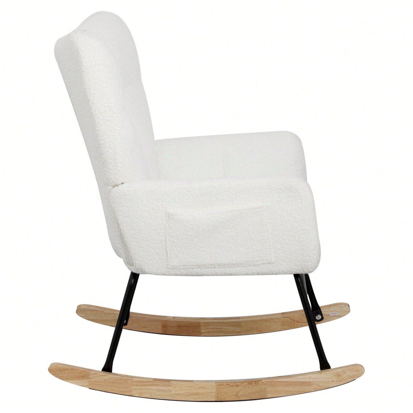 Modern Deep Green Teddy Fabric Rocking Chair For Nursery Living Room And Bedroom