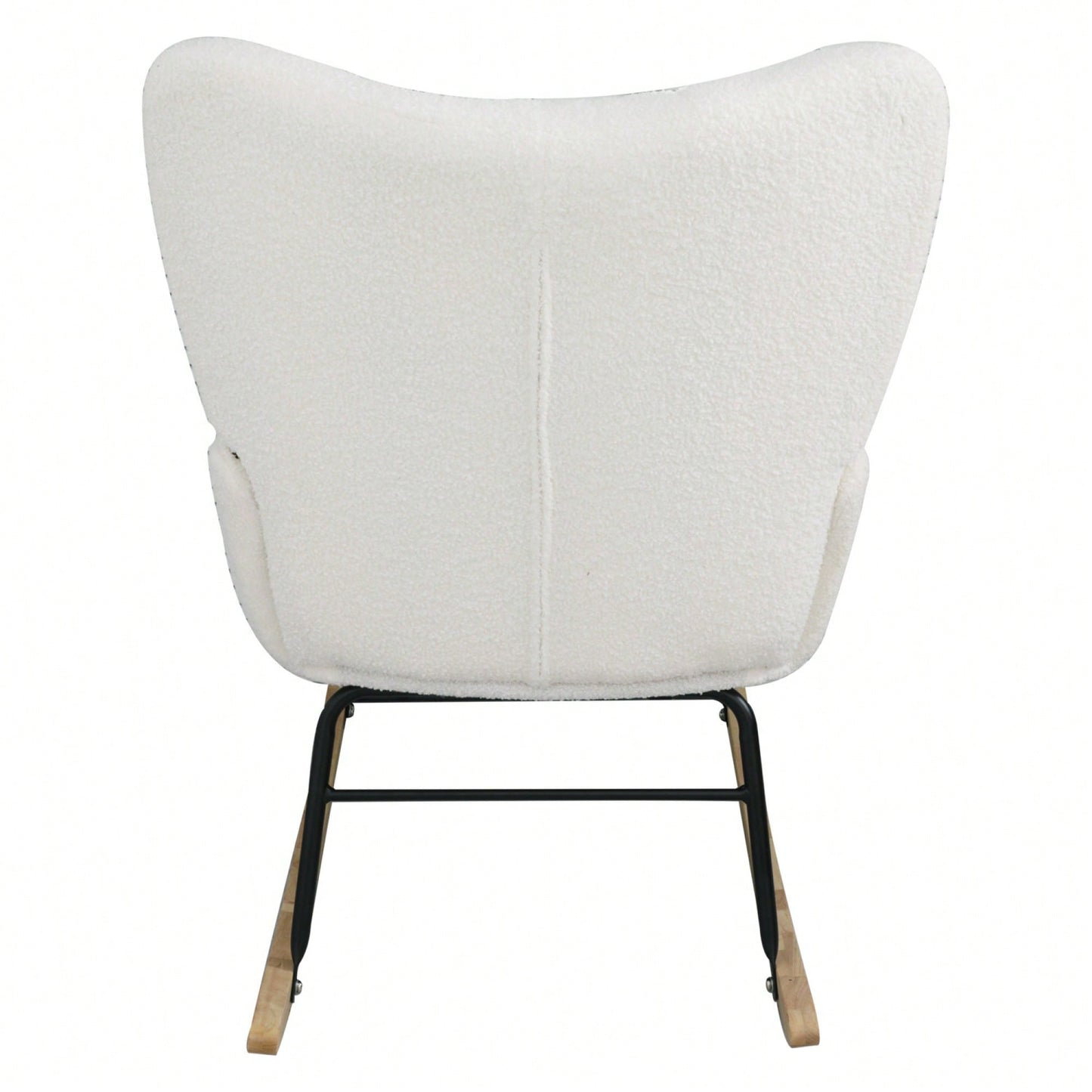 Modern Deep Green Teddy Fabric Rocking Chair For Nursery Living Room And Bedroom