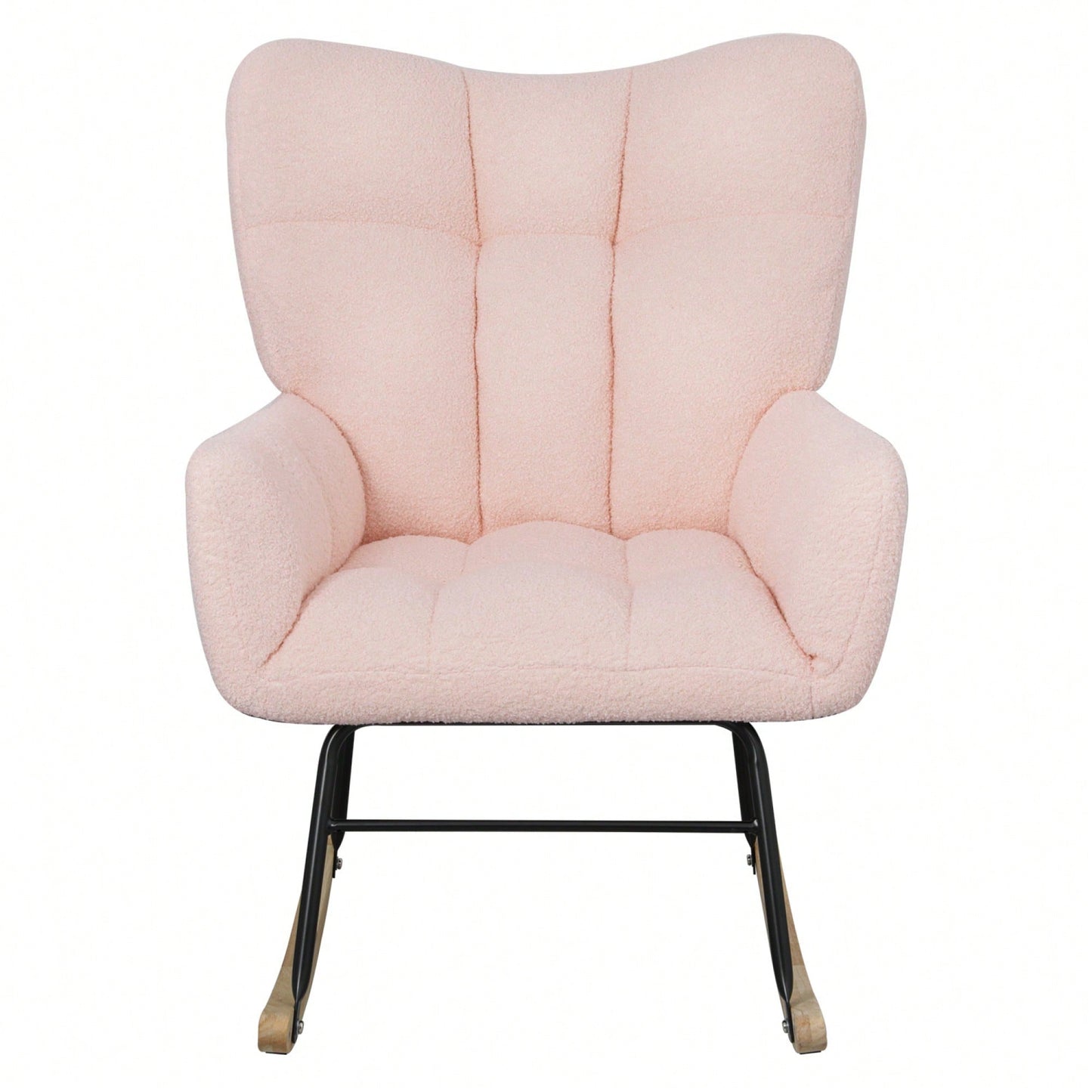 Modern Deep Green Teddy Fabric Rocking Chair For Nursery Living Room And Bedroom