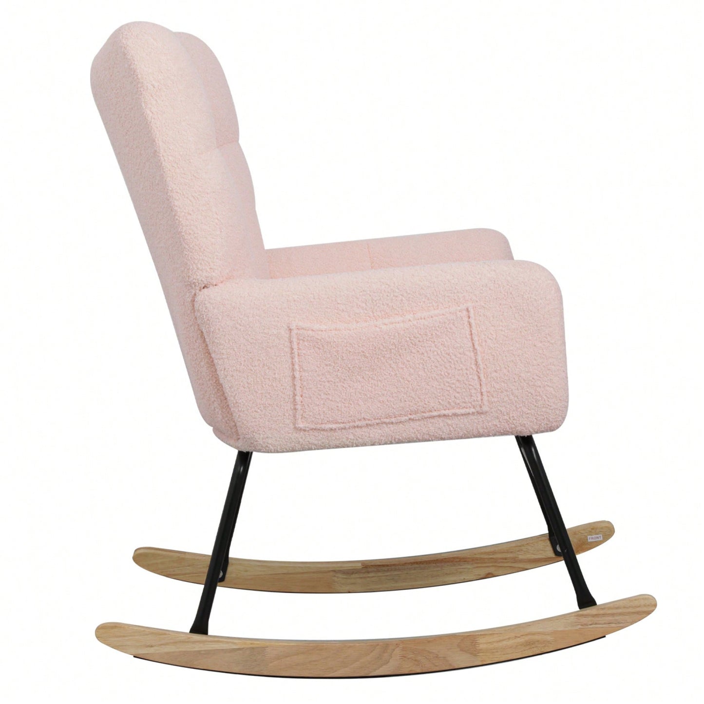 Modern Deep Green Teddy Fabric Rocking Chair For Nursery Living Room And Bedroom