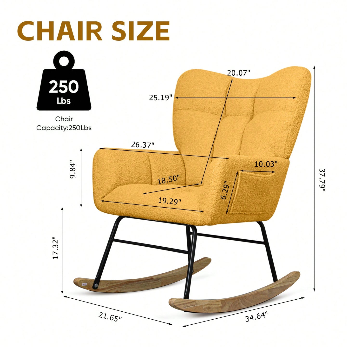 Modern Deep Green Teddy Fabric Rocking Chair For Nursery Living Room And Bedroom