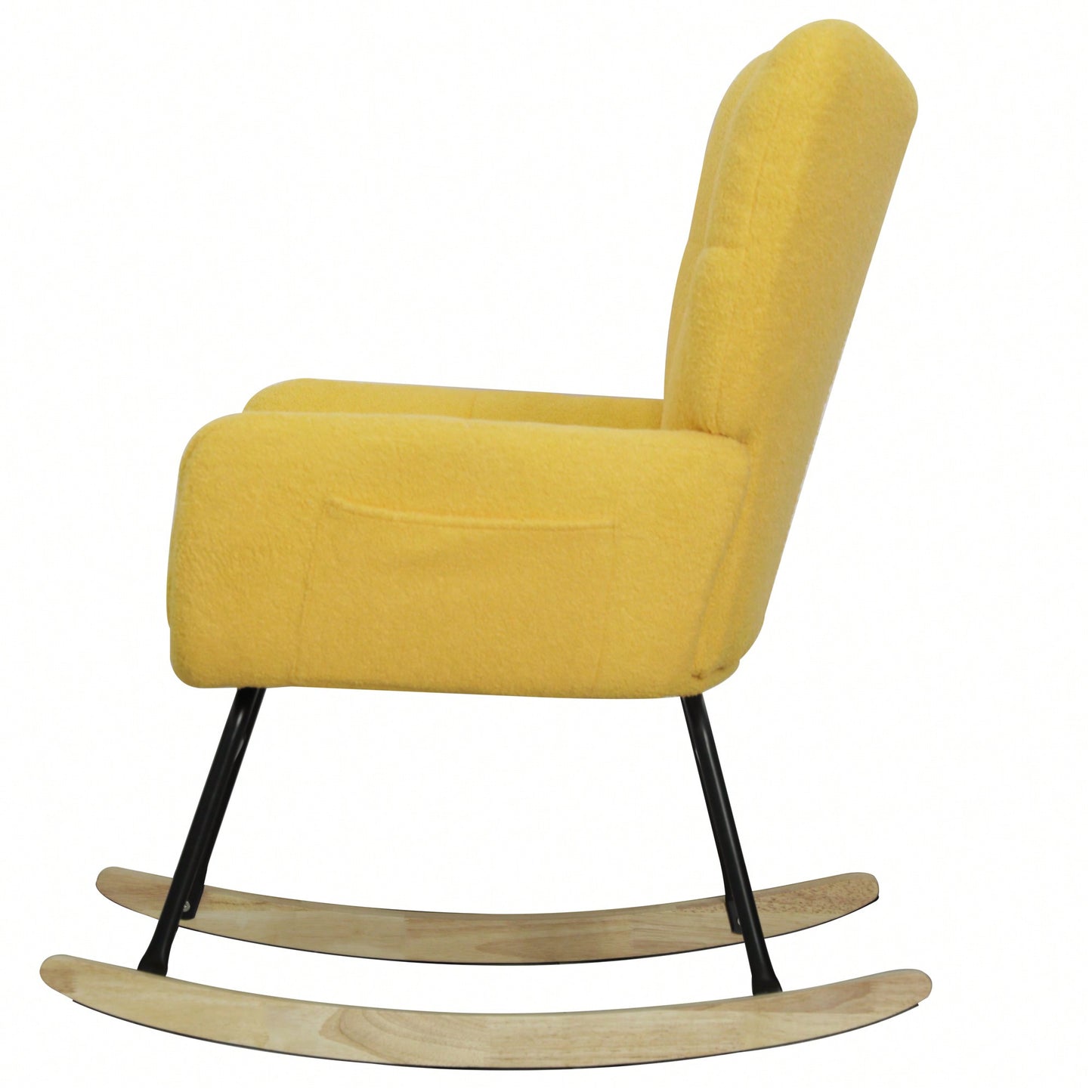 Modern Deep Green Teddy Fabric Rocking Chair For Nursery Living Room And Bedroom