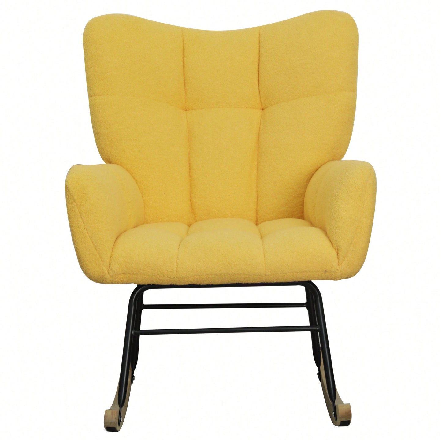Modern Deep Green Teddy Fabric Rocking Chair For Nursery Living Room And Bedroom