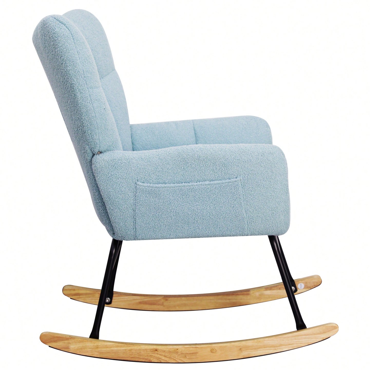 Modern Deep Green Teddy Fabric Rocking Chair For Nursery Living Room And Bedroom