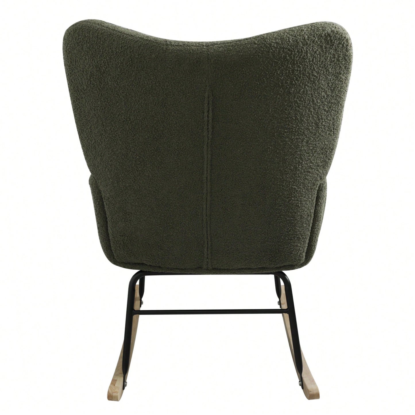 Modern Deep Green Teddy Fabric Rocking Chair For Nursery Living Room And Bedroom