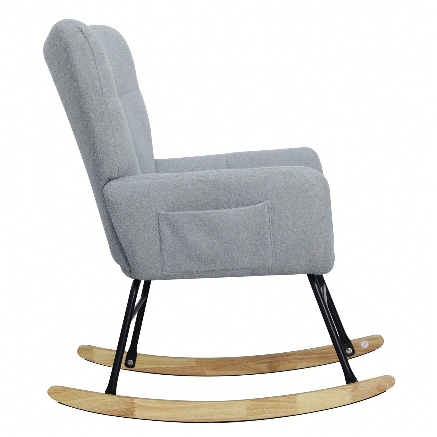 Modern Deep Green Teddy Fabric Rocking Chair For Nursery Living Room And Bedroom