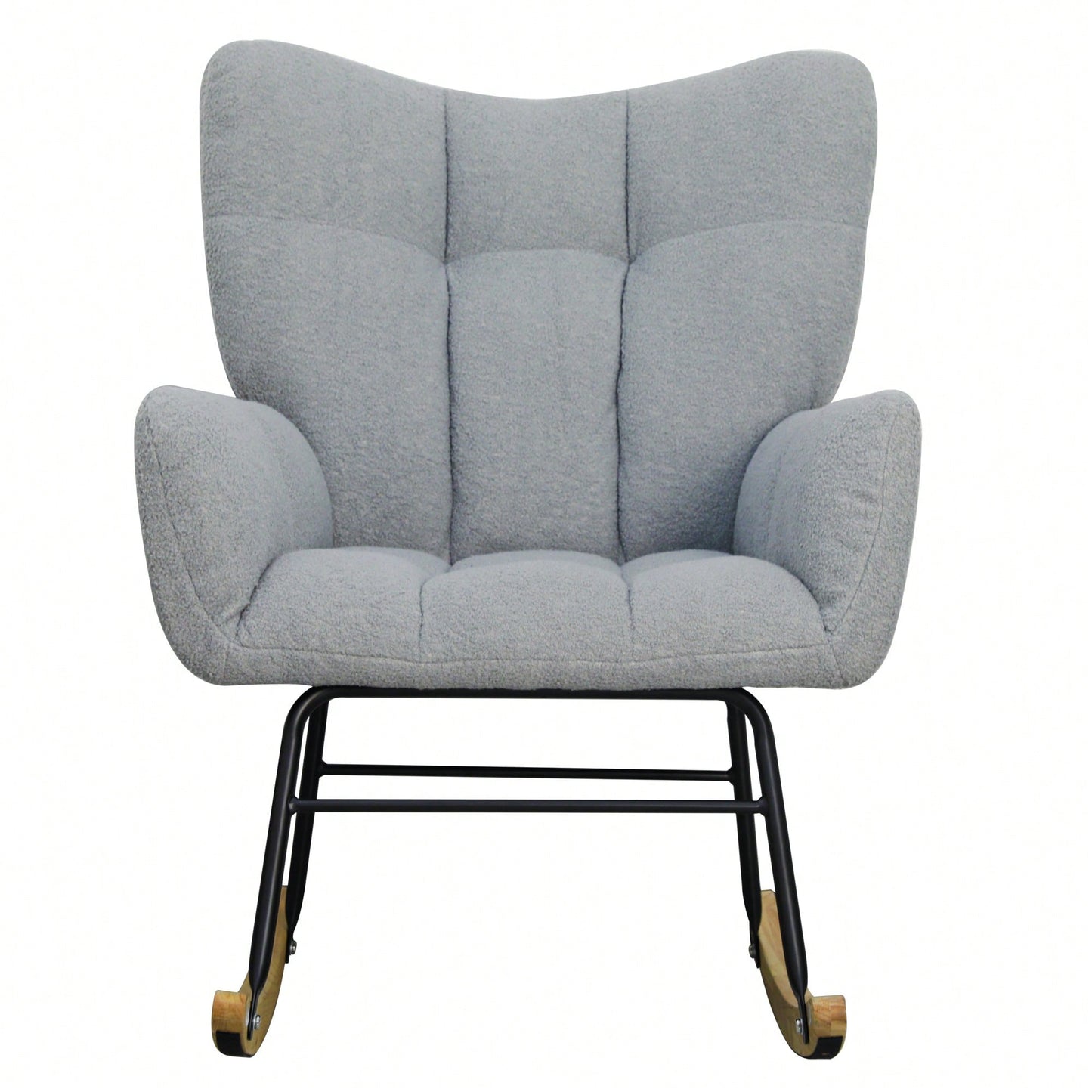 Modern Deep Green Teddy Fabric Rocking Chair For Nursery Living Room And Bedroom