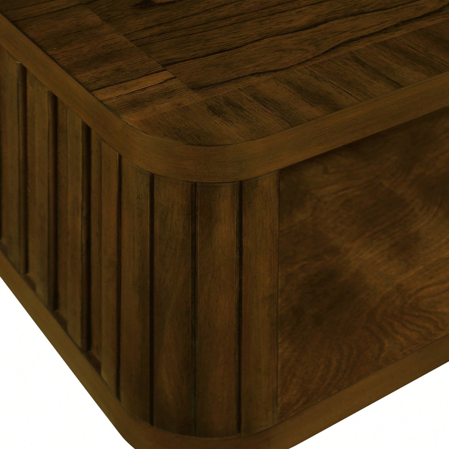 Rectangular Wooden Coffee Table With Open Storage Shelf For Living Room Easy Assembly Walnut Finish 41.5-Inch Center Table