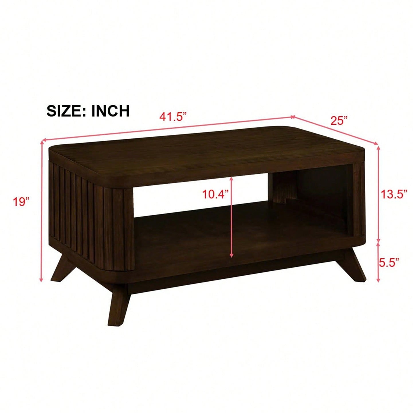 Rectangular Wooden Coffee Table With Open Storage Shelf For Living Room Easy Assembly Walnut Finish 41.5-Inch Center Table