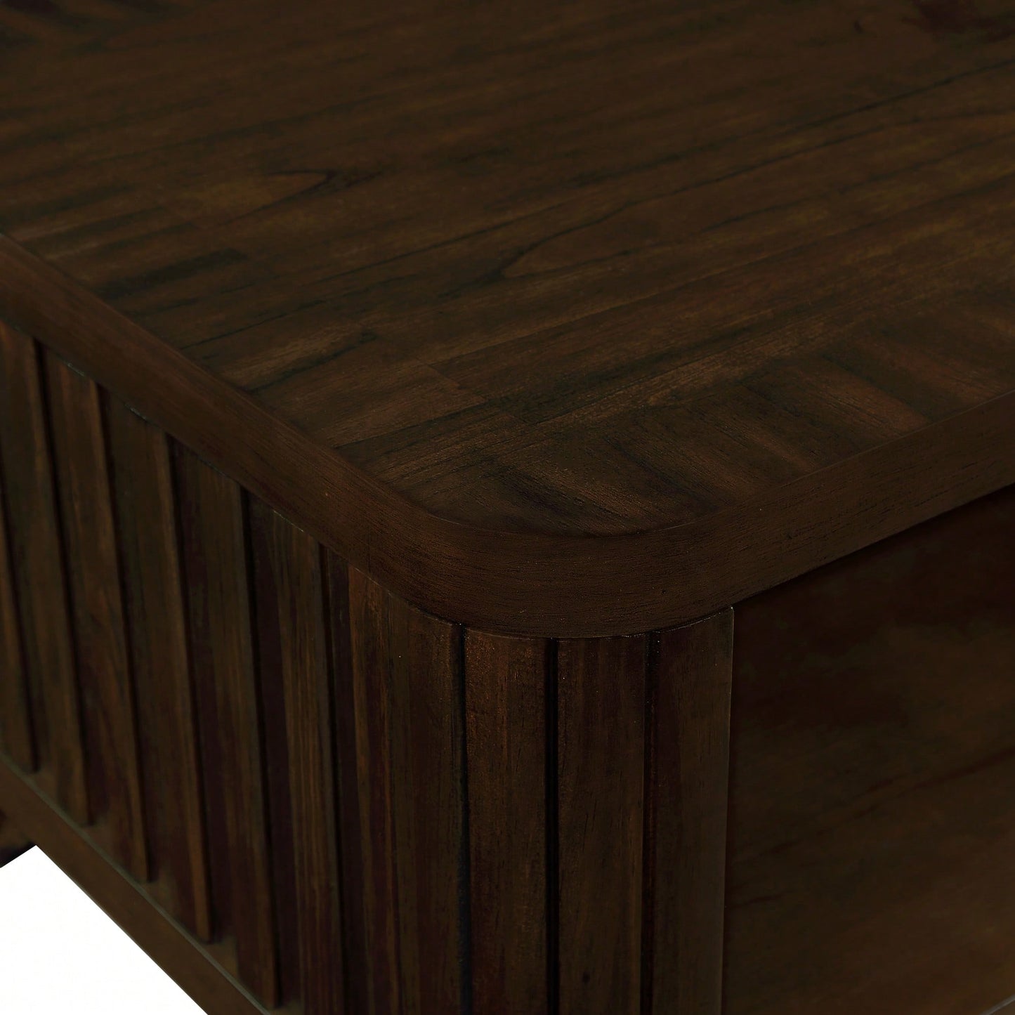 Rectangular Wooden Coffee Table With Open Storage Shelf For Living Room Easy Assembly Walnut Finish 41.5-Inch Center Table