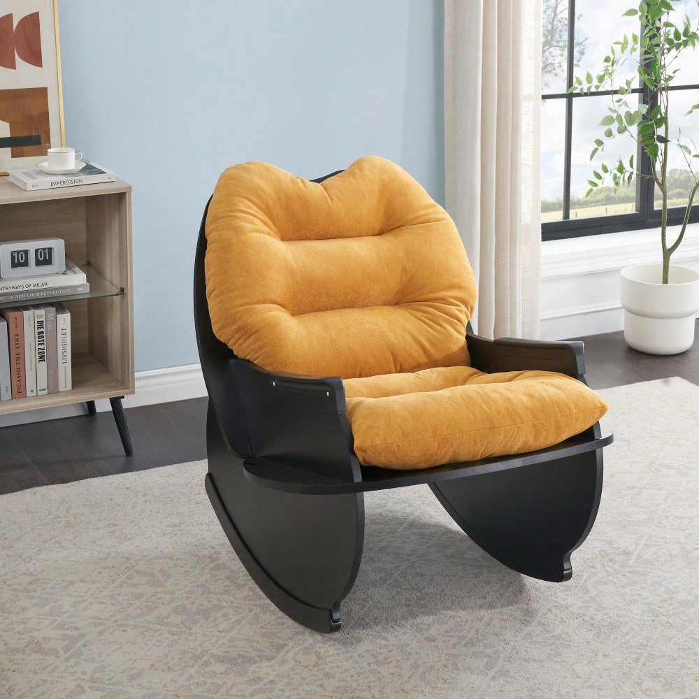 30.31 Inch Rocking Chair For Adults And Kids - Casual Comfort Seat For Balcony And Lunch Breaks Beige