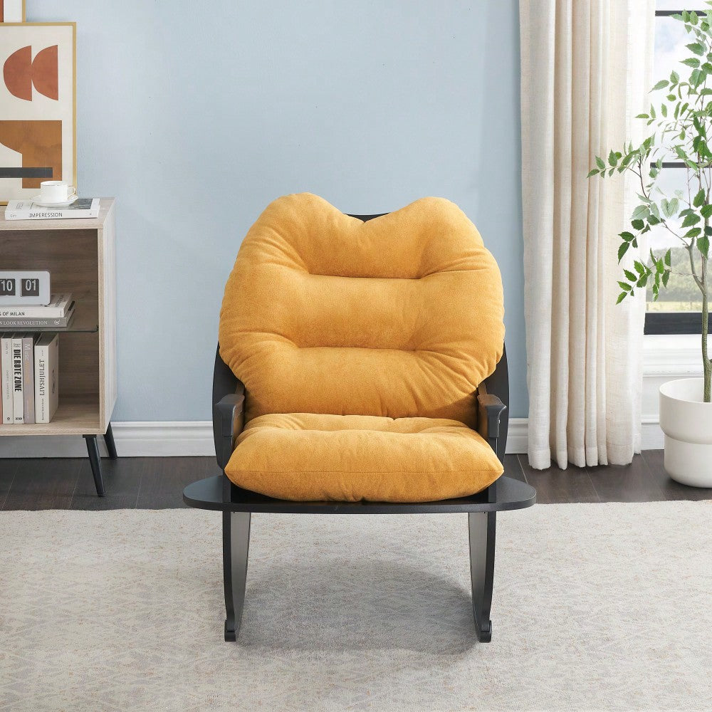 30.31 Inch Rocking Chair For Adults And Kids - Casual Comfort Seat For Balcony And Lunch Breaks Beige