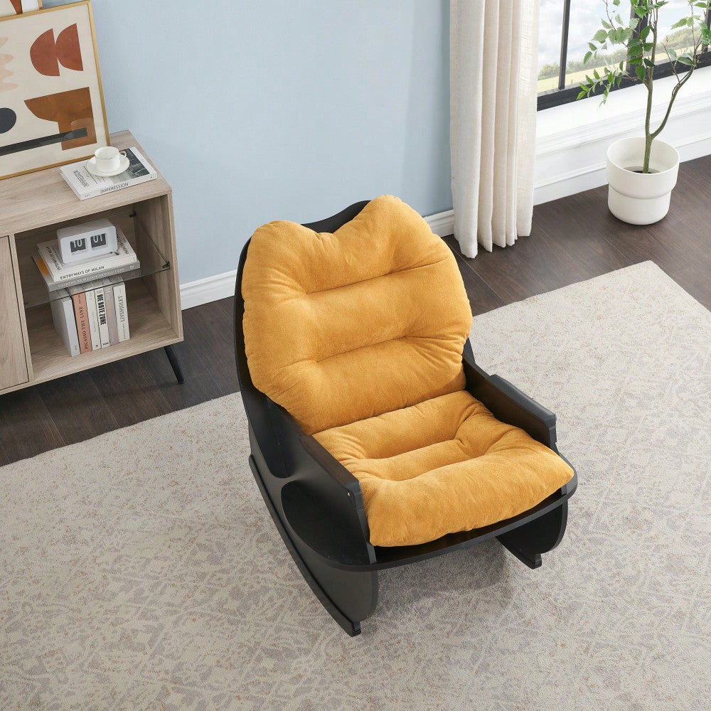 30.31 Inch Rocking Chair For Adults And Kids - Casual Comfort Seat For Balcony And Lunch Breaks Beige