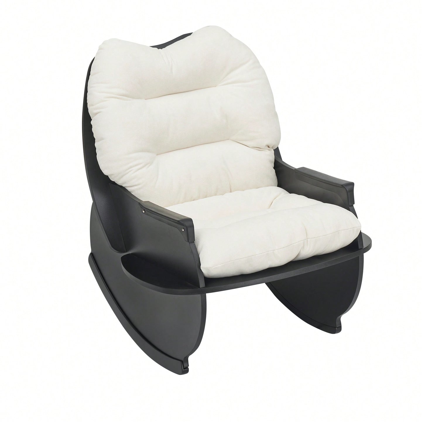 30.31 Inch Rocking Chair For Adults And Kids - Casual Comfort Seat For Balcony And Lunch Breaks Beige