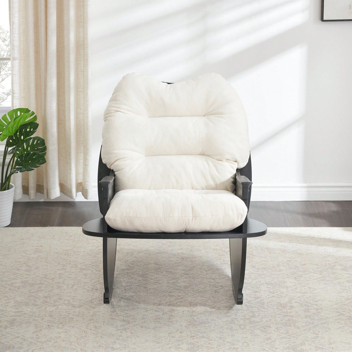 30.31 Inch Rocking Chair For Adults And Kids - Casual Comfort Seat For Balcony And Lunch Breaks Beige