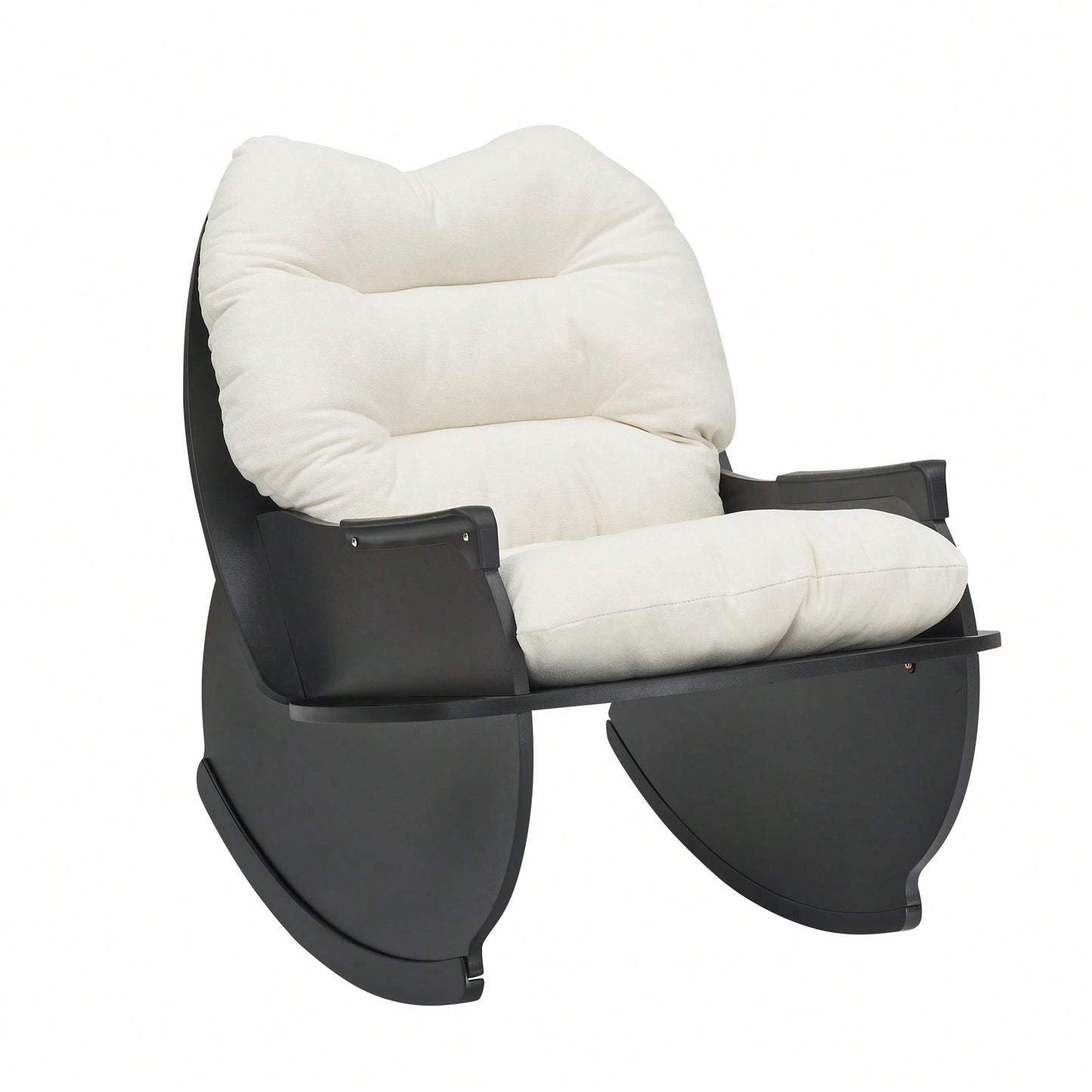 30.31 Inch Rocking Chair For Adults And Kids - Casual Comfort Seat For Balcony And Lunch Breaks Beige