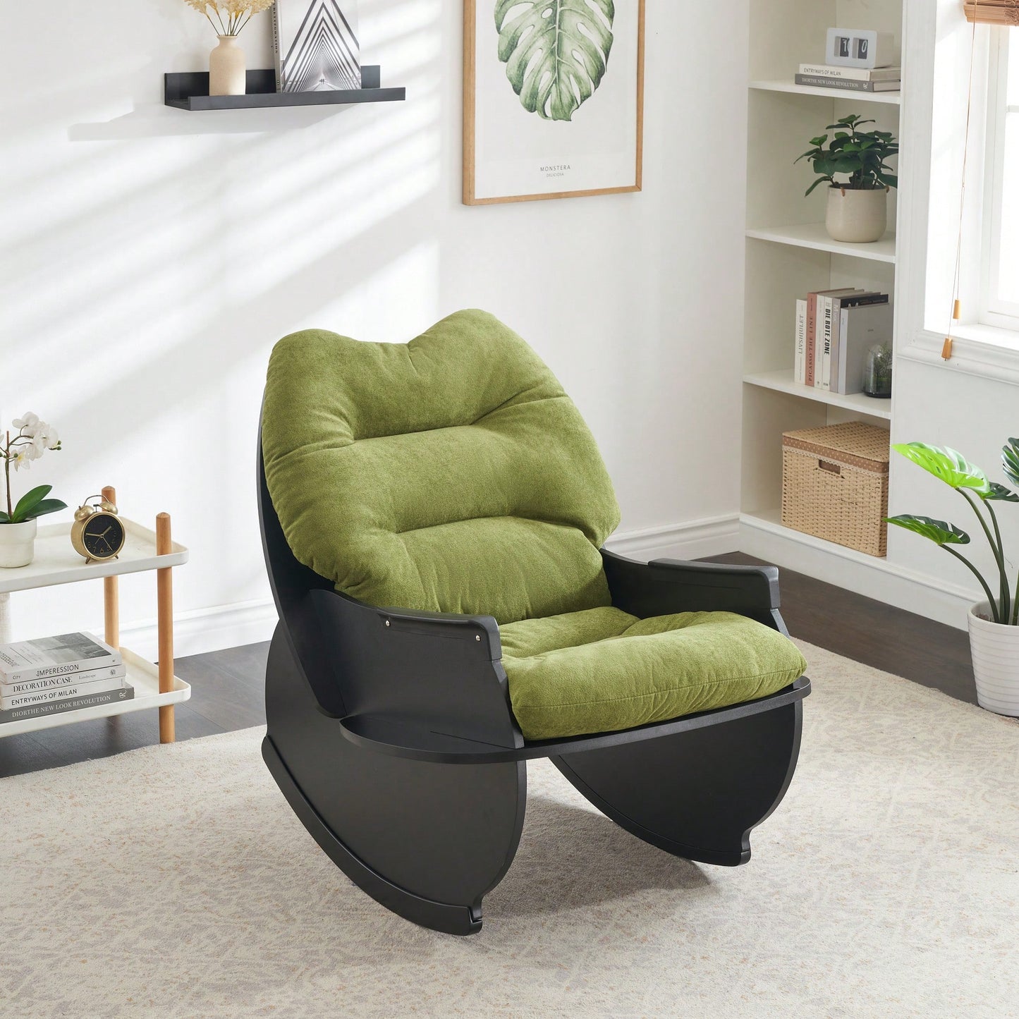 30.31 Inch Rocking Chair For Adults And Kids - Casual Comfort Seat For Balcony And Lunch Breaks Beige