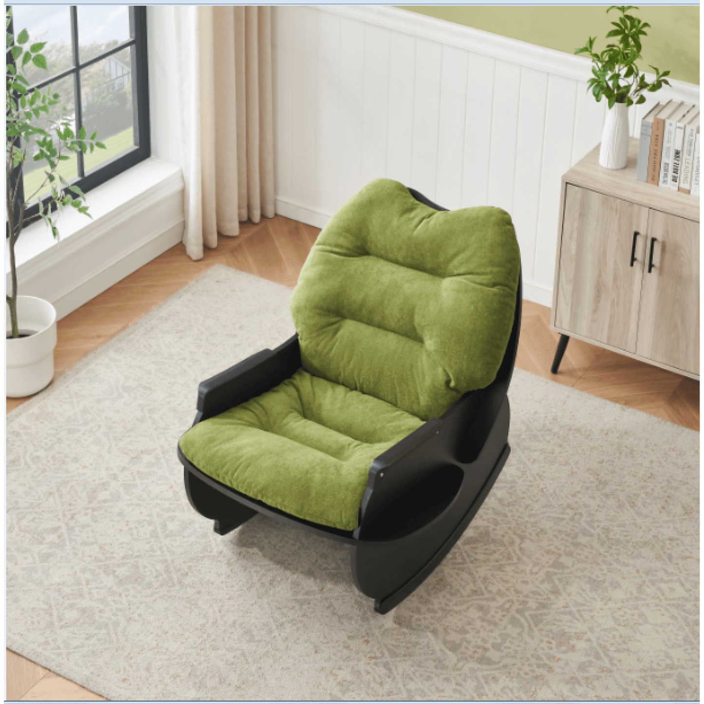 30.31 Inch Rocking Chair For Adults And Kids - Casual Comfort Seat For Balcony And Lunch Breaks Beige